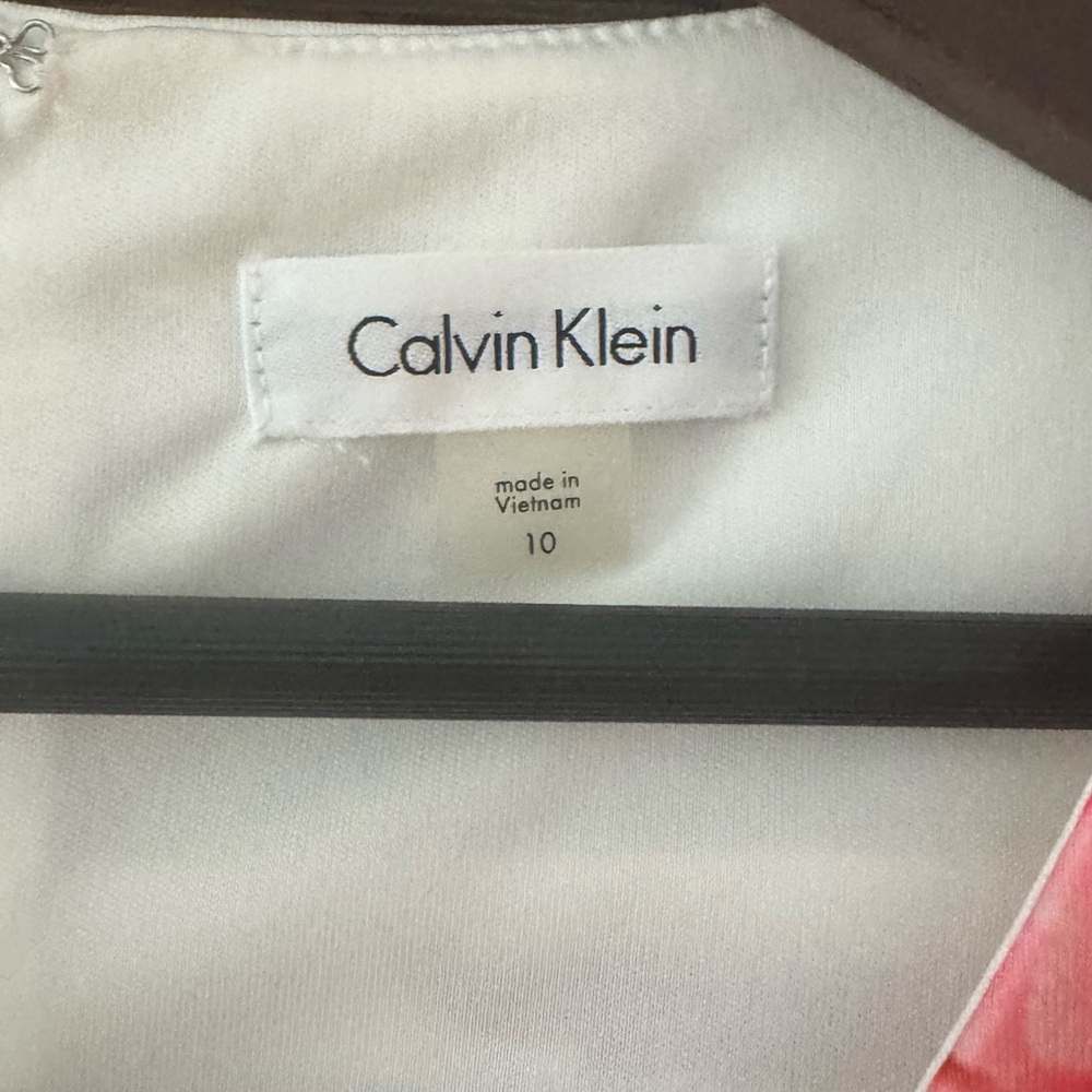 Calvin Klein White Midi Dress with Pink, Purple & Peach Floral Print - Picture 4 of 4